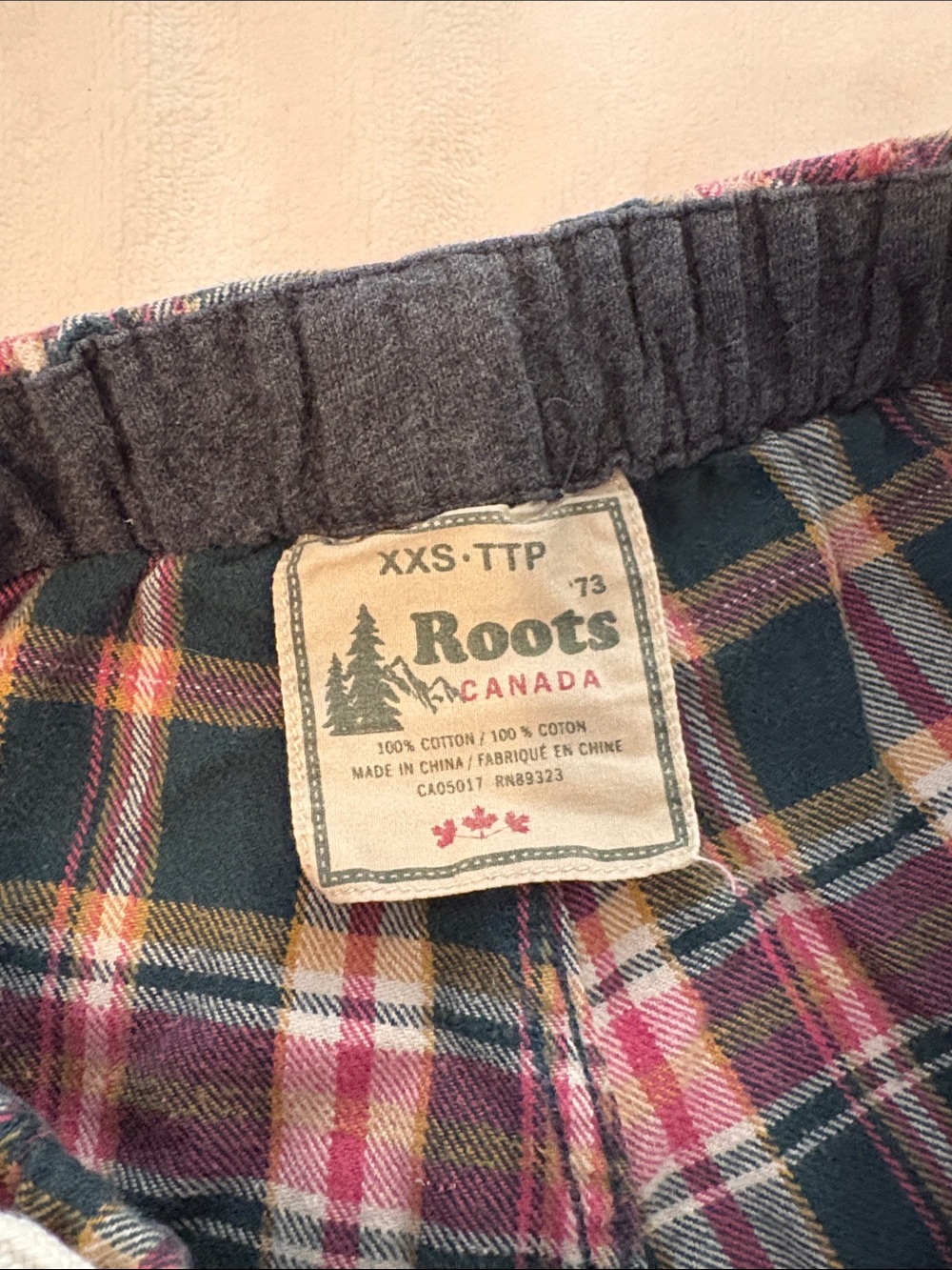 Roots Green and Pink Plaid Flannel Lounge Pants - Picture 3 of 3